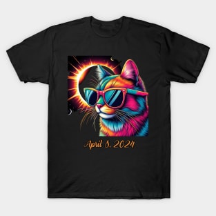 Total Solar Eclipse 2024 Cat Wearing Solar Eclipse Glasses T-Shirt